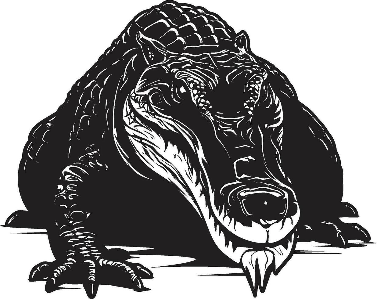 Lurking rovdjur vektor alligator ikon reptil- majestät svart alligator emblem design