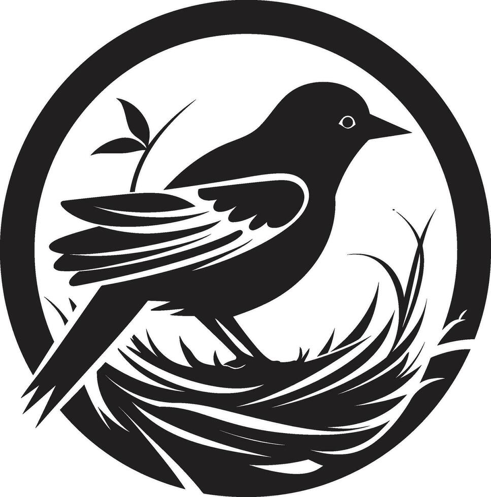 Antenne Kunst schwarz Nest Emblem Vogel s Oase Vektor Nest Logo