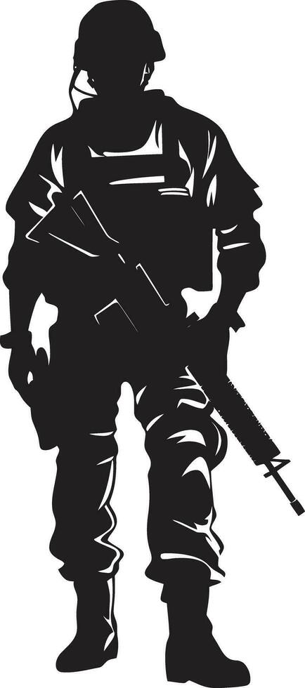 Kampf Bereitschaft Vektor bewaffnet Kräfte Emblem Soldat s Entschlossenheit schwarz Soldat Logo Design