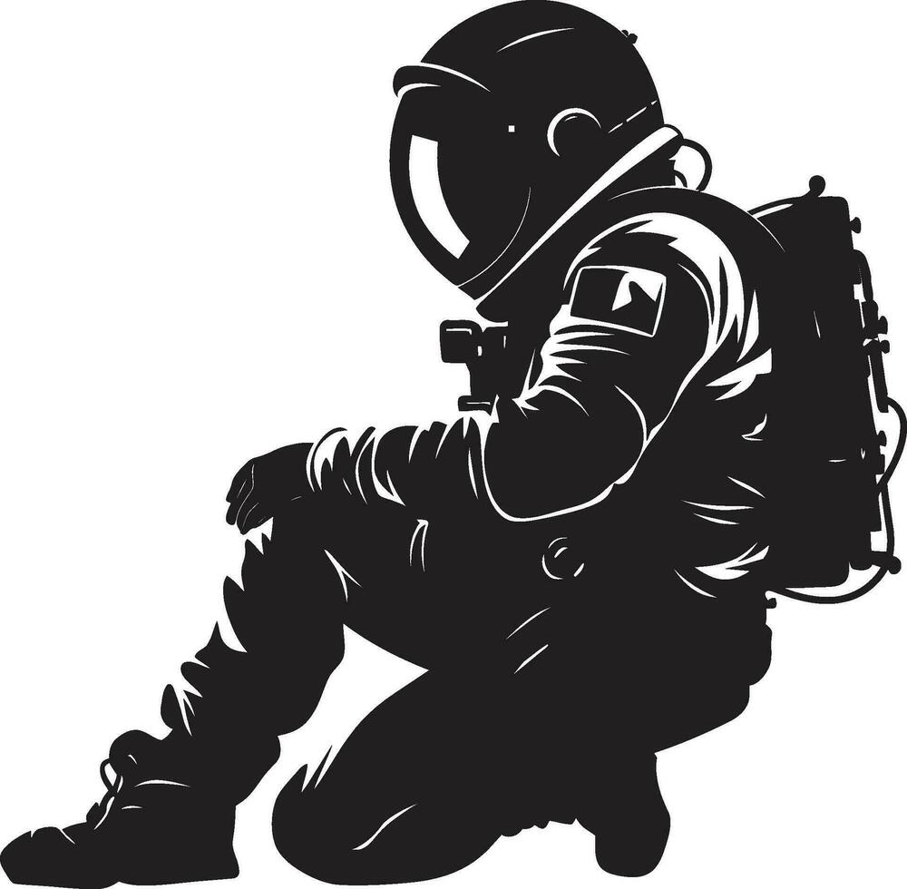 himmlisch Forscher Astronaut emblematisch Design Null Schwere Vorreiter schwarz Raum Logo vektor