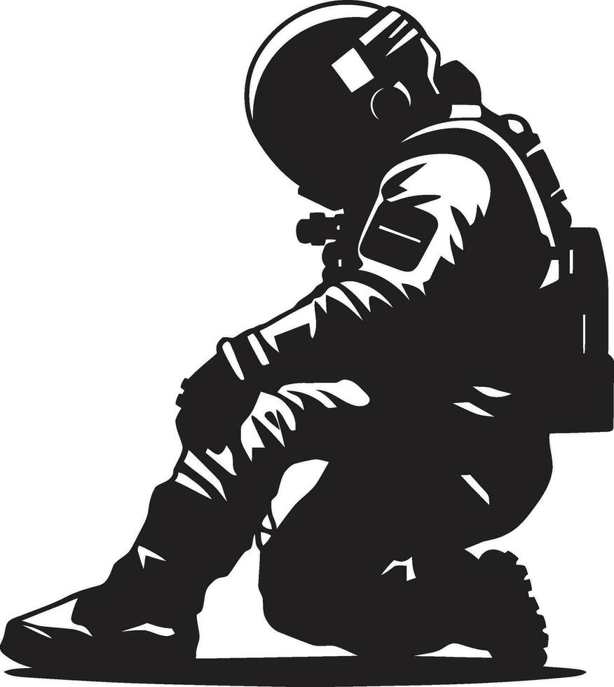 Kosmos Vorreiter schwarz Helm Logo galaktisch Forscher Astronaut Emblem Design vektor