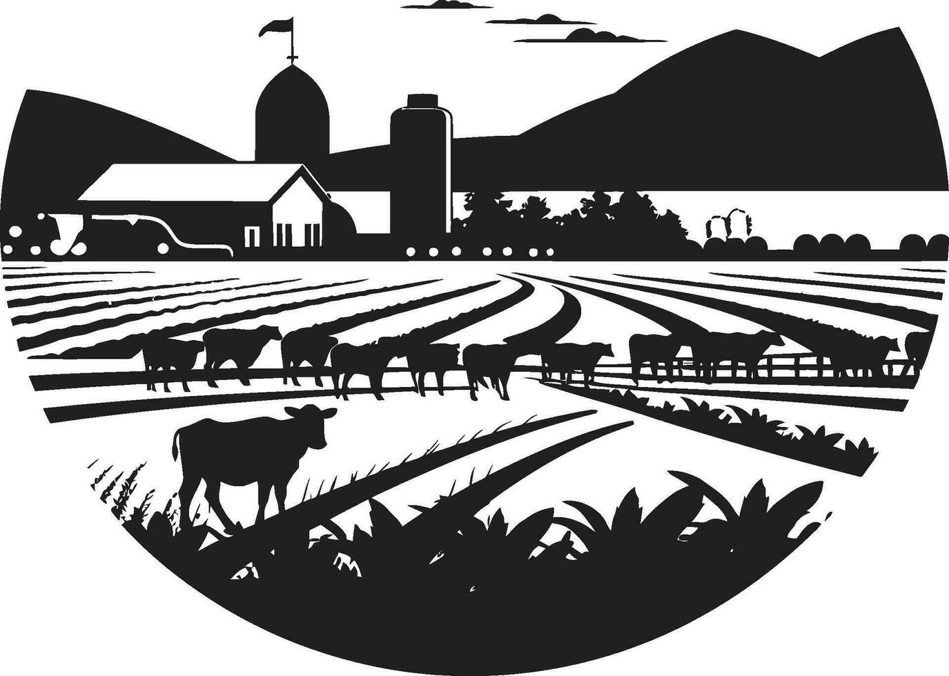 Ernte Heimstätte schwarz Vektor Logo zum Landwirtschaft Gehöft Eleganz landwirtschaftlich Bauernhaus Emblem