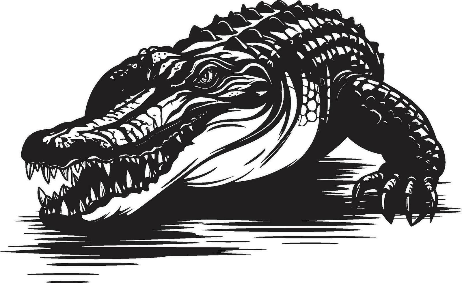 skala suverän alligator svart logotyp emblem predatory vaksamhet svart alligator vektor