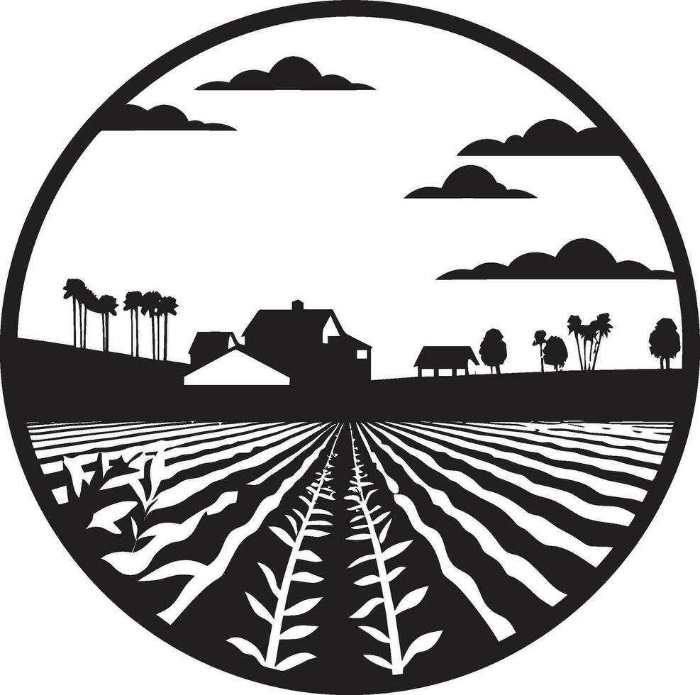 landsbygden väsen jordbruks bondgård vektor rustik reträtt svart vektor logotyp för Land levande