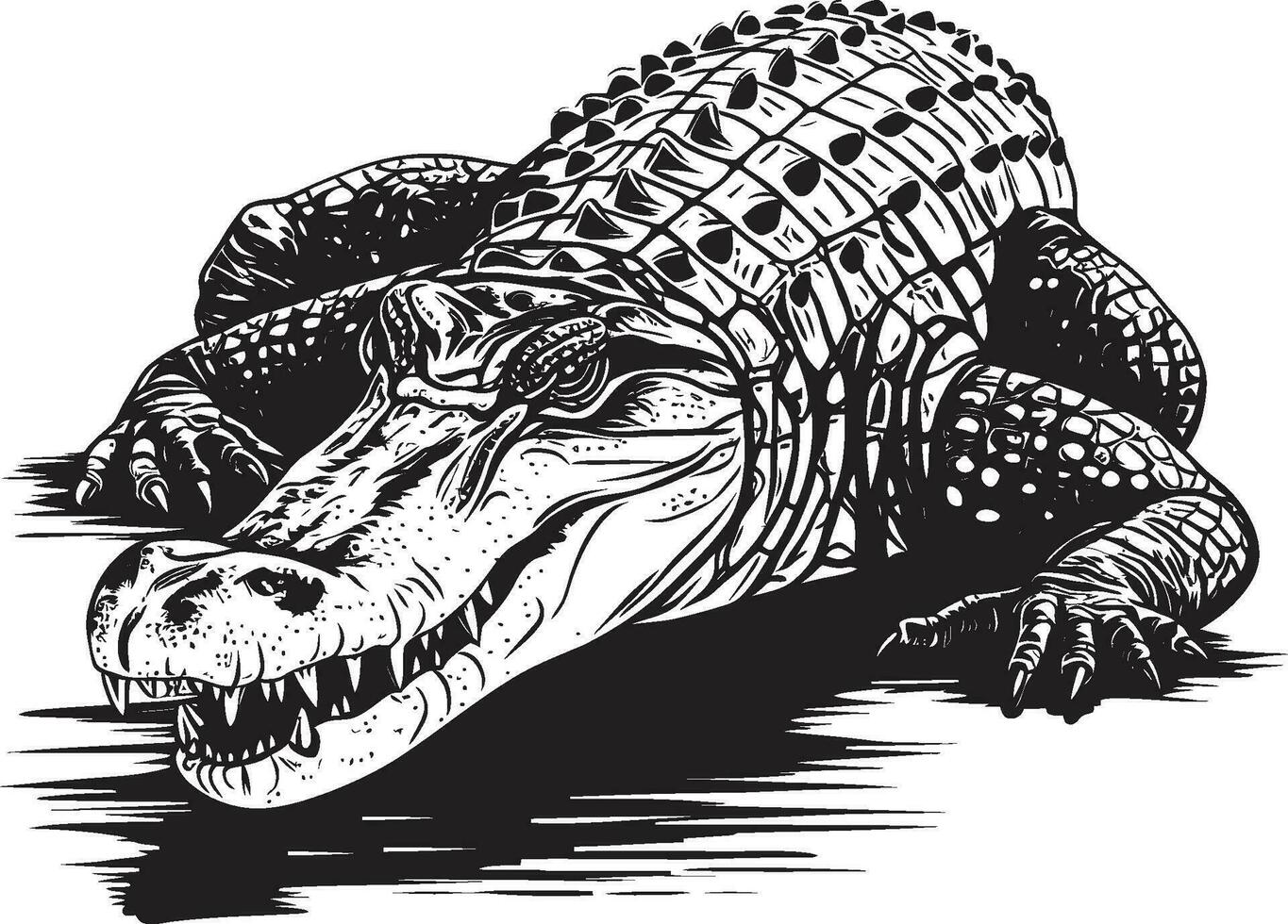 urtida jägare svart alligator ikon djungel s suverän vektor alligator emblem