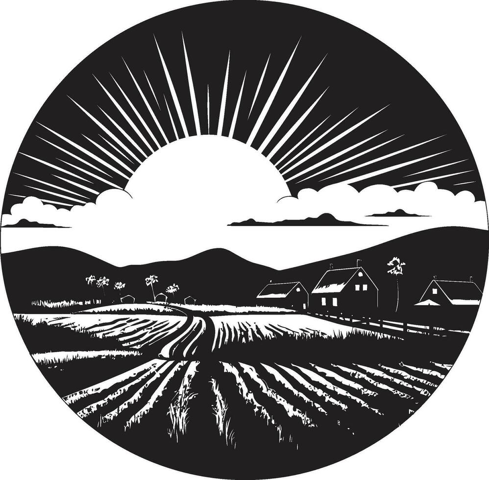 ländlich Glanz schwarz Vektor Logo zum Land Leben Gehöft Wesen landwirtschaftlich Bauernhaus Symbol