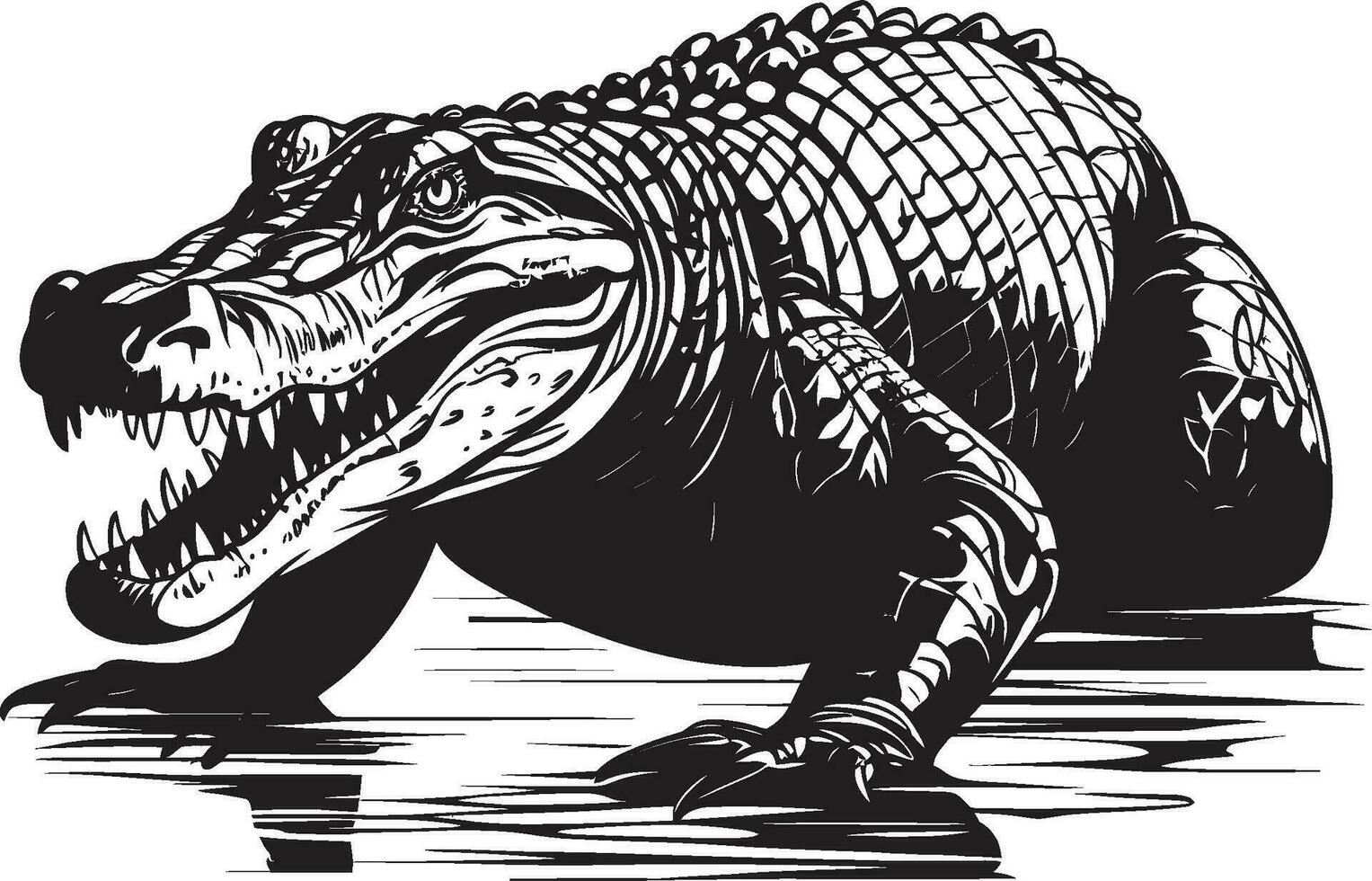 Reptilien- Regal Vektor schwarz Alligator Symbol ungezähmt Majestät schwarz Alligator Emblem