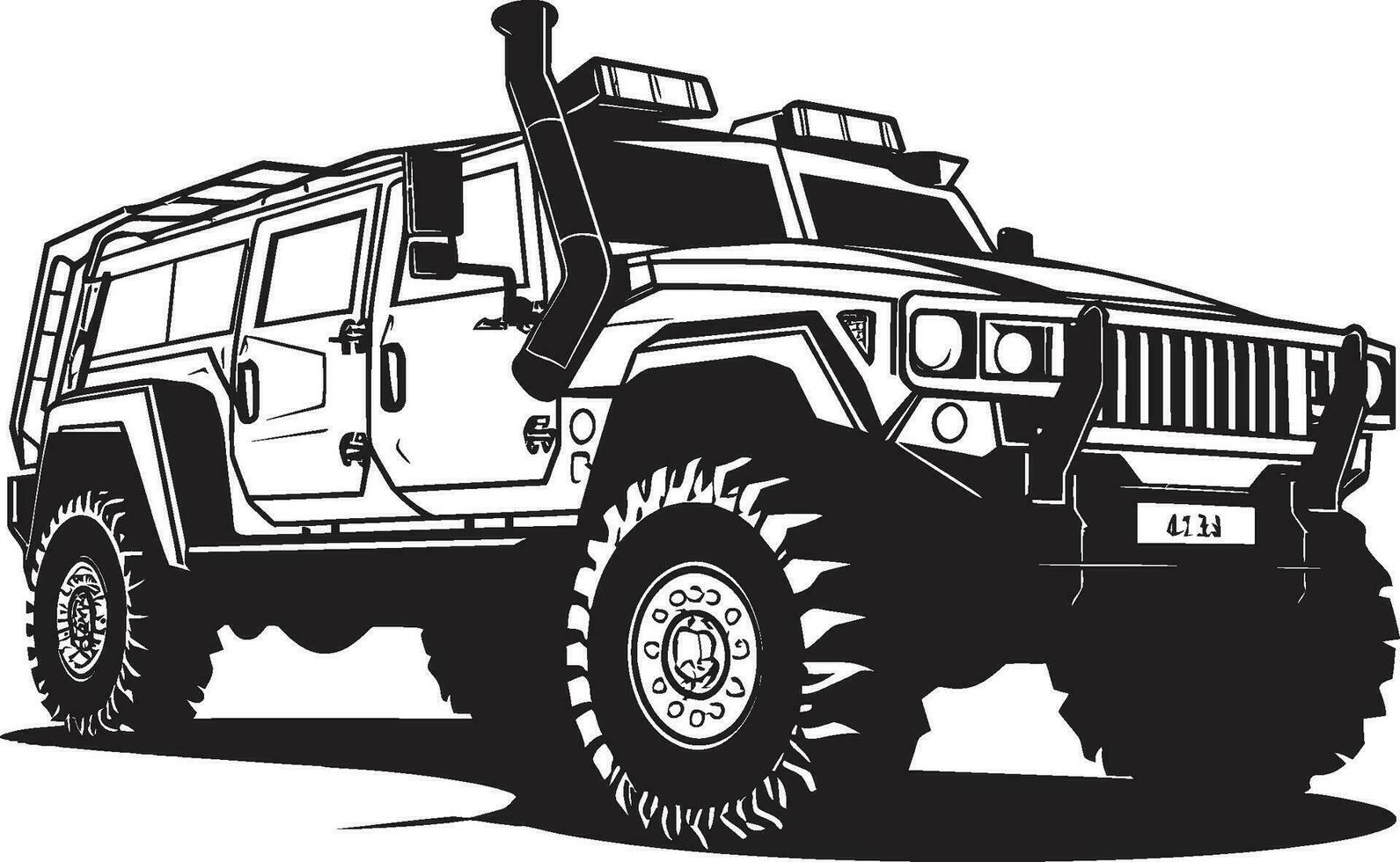 strategisch Kreuzer 4x4 Vektor Emblem Defensive Expedition Militär- Fahrzeug Symbol