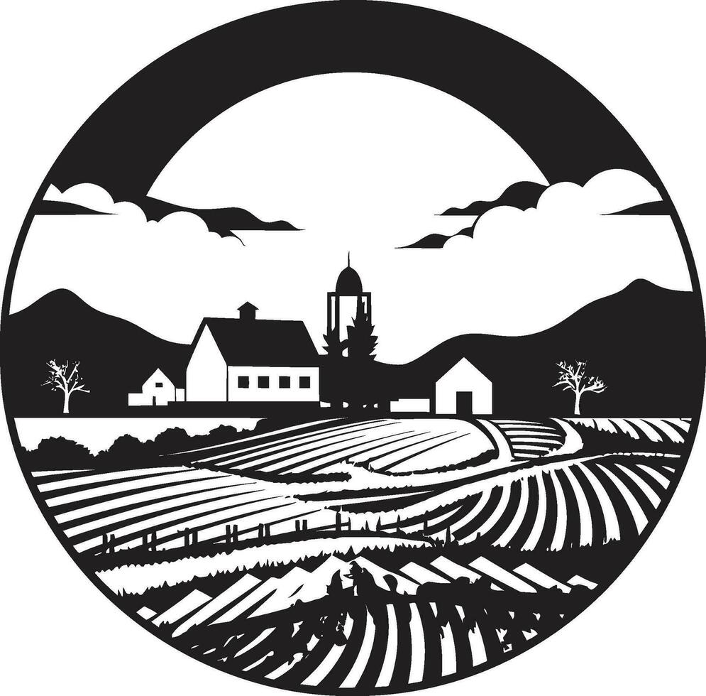 Natur s Oase landwirtschaftlich Bauernhaus Symbol Design Ernte Heimstätte schwarz Vektor Logo zum Landwirtschaft