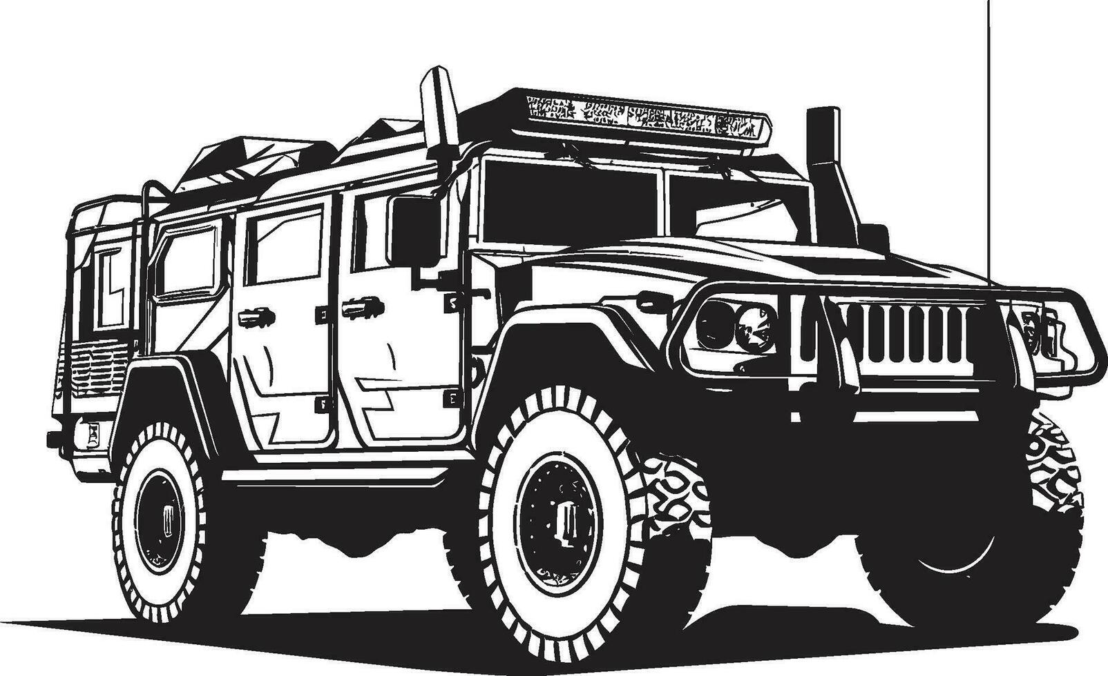 strategisch Kreuzer 4x4 Vektor Emblem Defensive Expedition Militär- Fahrzeug Symbol