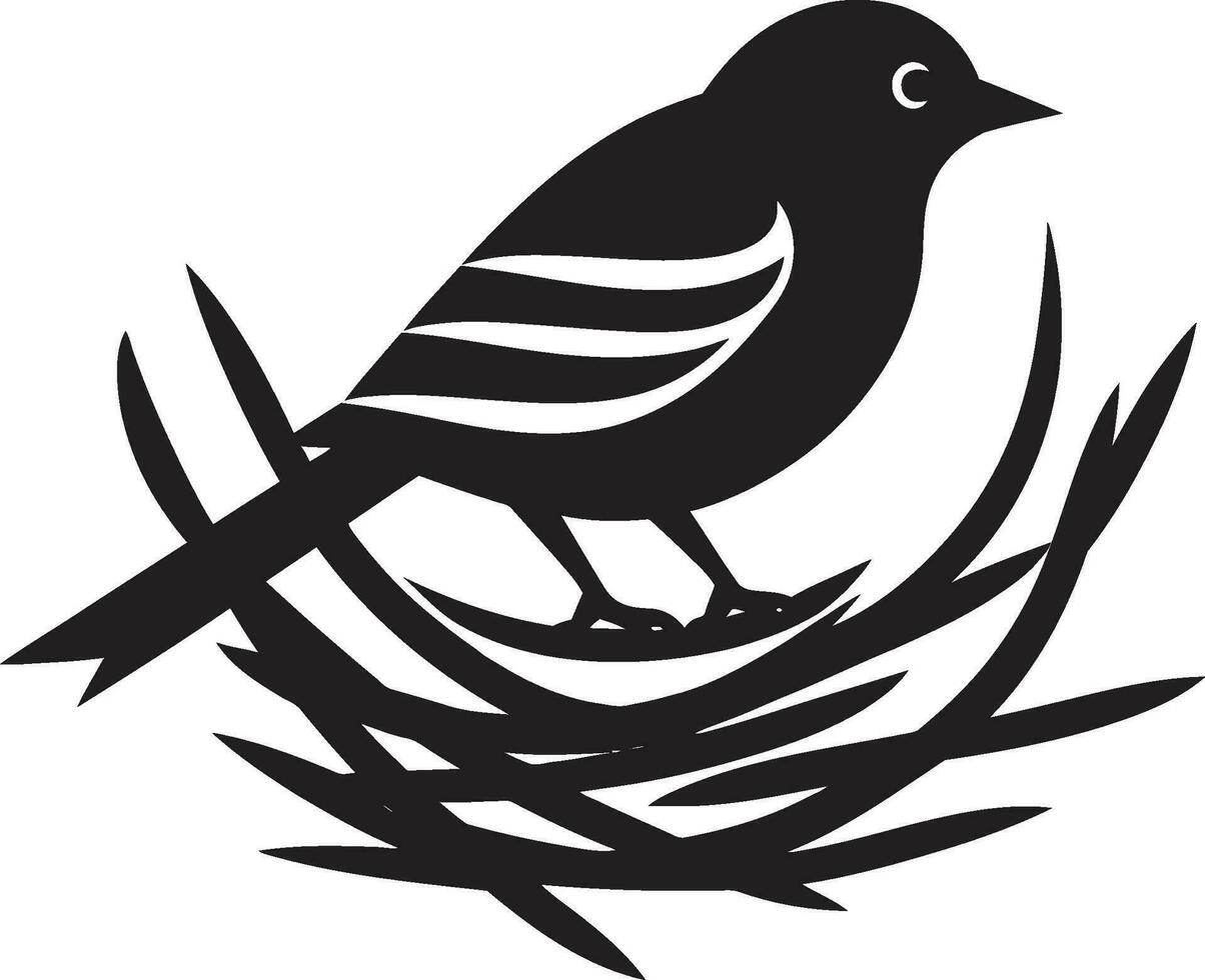 Nestcraft Vogel Kunst Emblem Weber Flügel schwarz Vogel Nest Logo vektor