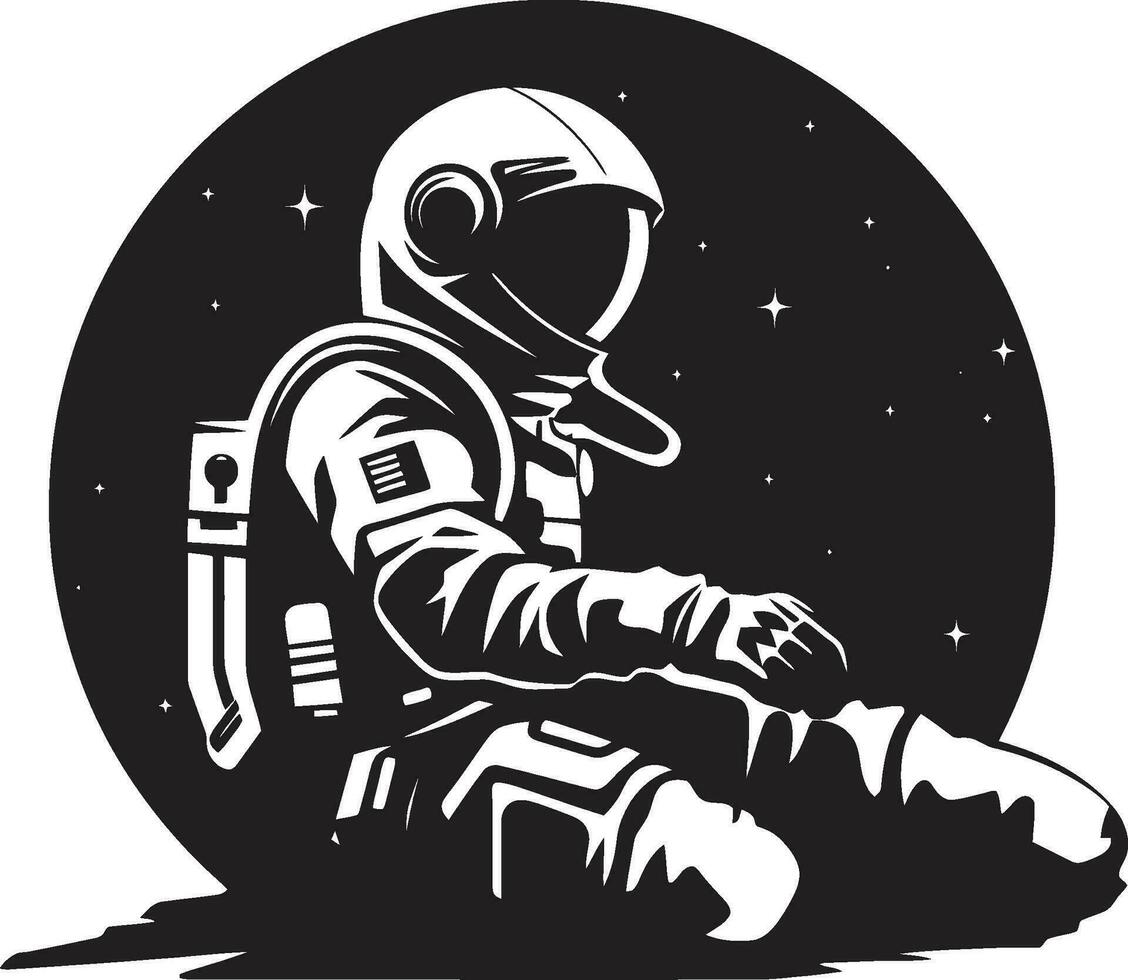 kosmisch Vorhut Astronaut emblematisch Symbol galaktisch Pfadfinder schwarz Vektor Logo