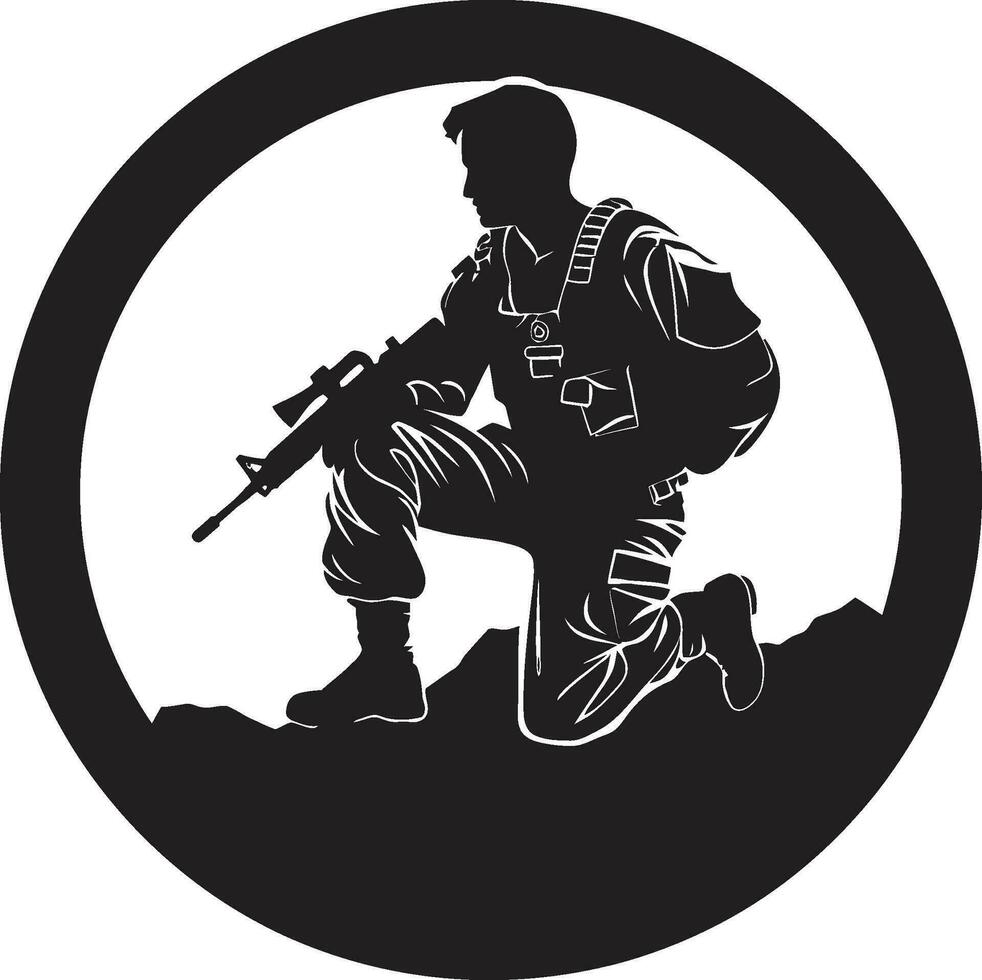 taktisch Verteidiger Soldat Vektor Logo Symbol Design Schlacht bereit Wächter schwarz Logo von ein bewaffnet Krieger