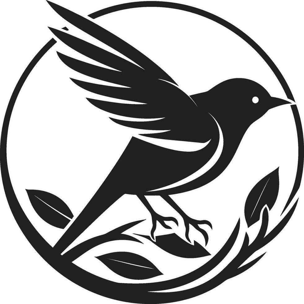 nestcraft vektor fågel ikoniska emblem avian artisteri svart bo logotyp design