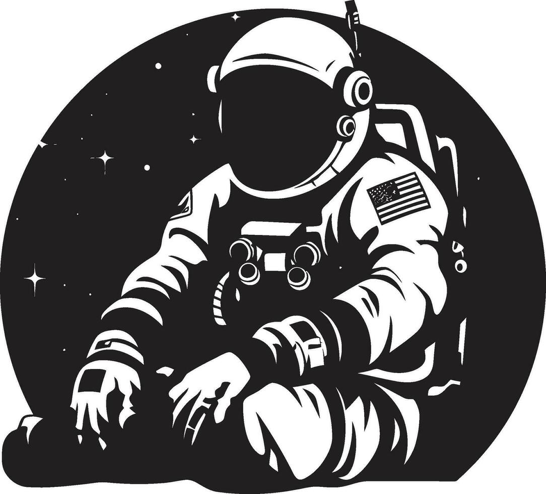 stjärn- navigatör vektor astronaut symbol kosmos banbrytare svart hjälm logotyp