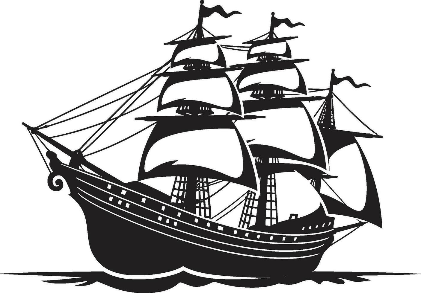 Seefahrt Erbe Vektor Schiff Logo Jahrgang Seeleute schwarz Schiff Vektor
