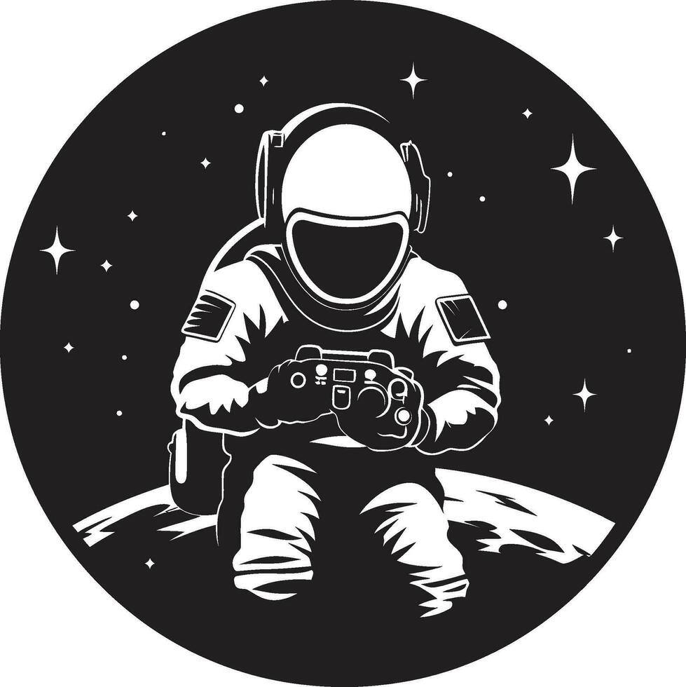 Kosmos Reisende schwarz Raum Forscher Logo galaktisch Expeditionist Astronaut Vektor Symbol