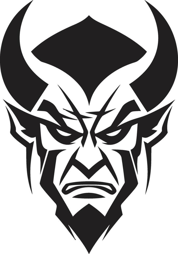 dunkel Versuchung schwarz Teufel s Gesicht Vektor sündig starren aggressiv Teufel Symbol Design