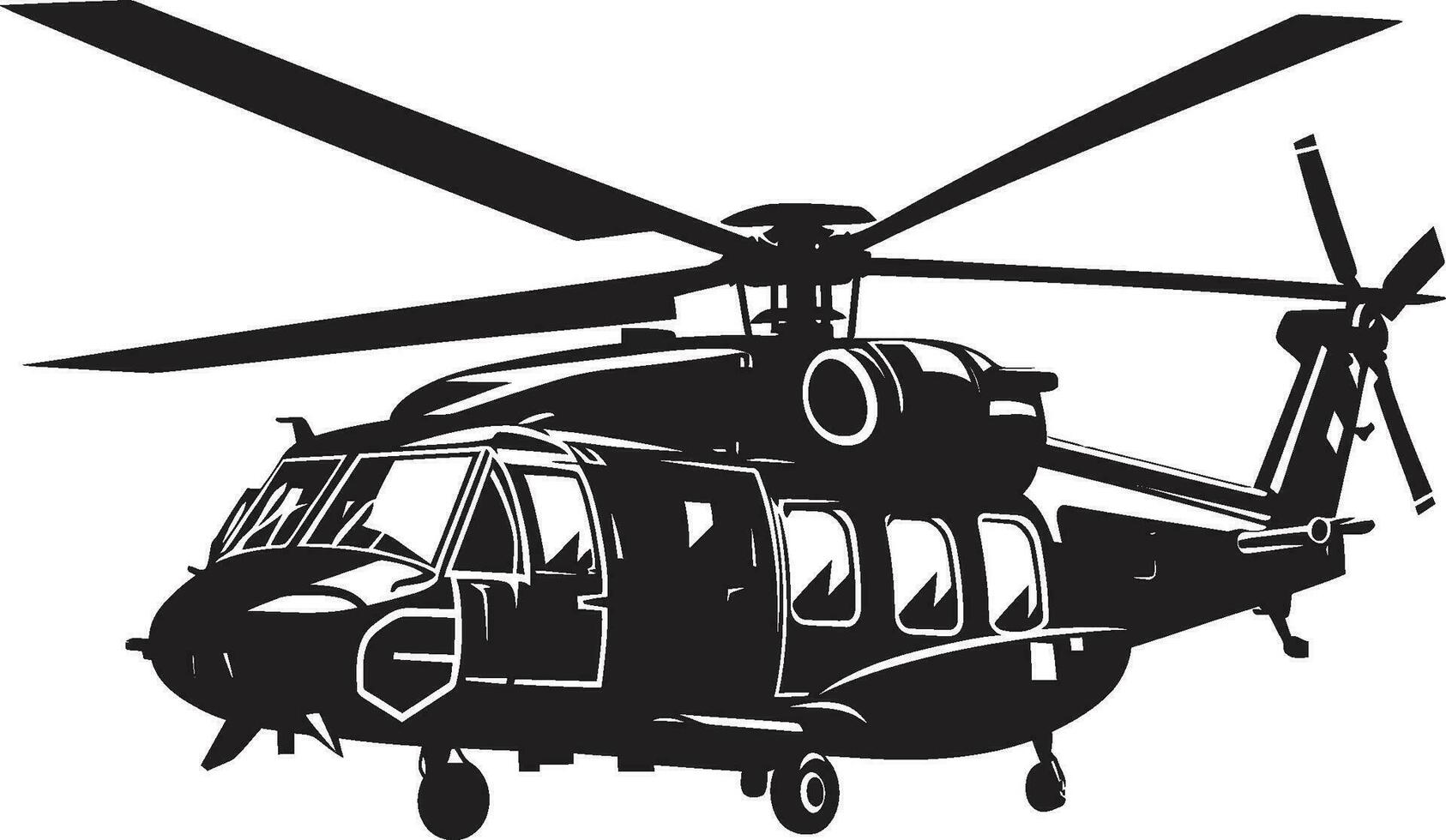 militant in der Luft Heer Hubschrauber Vektor Design Schlacht bereit Whirlybird schwarz Logo Symbol