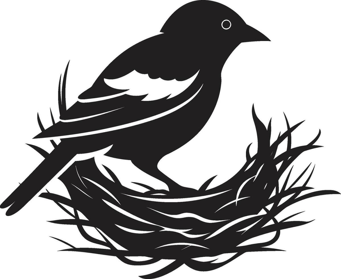 Nestcraft Vektor Vogel ikonisch Emblem Vogel Kunst schwarz Nest Logo Design
