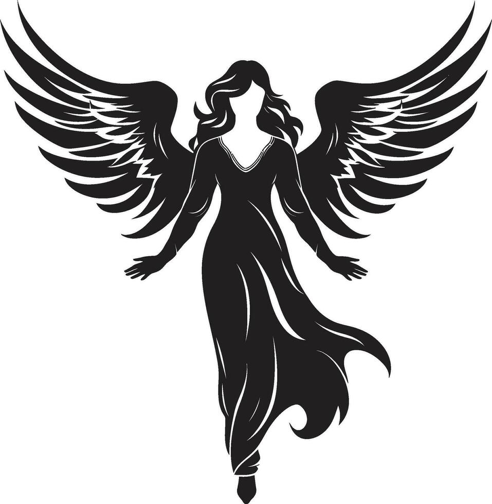 heiter Schönheit schwarz Engel Emblem himmlisch Seraph Engel Vektor Design