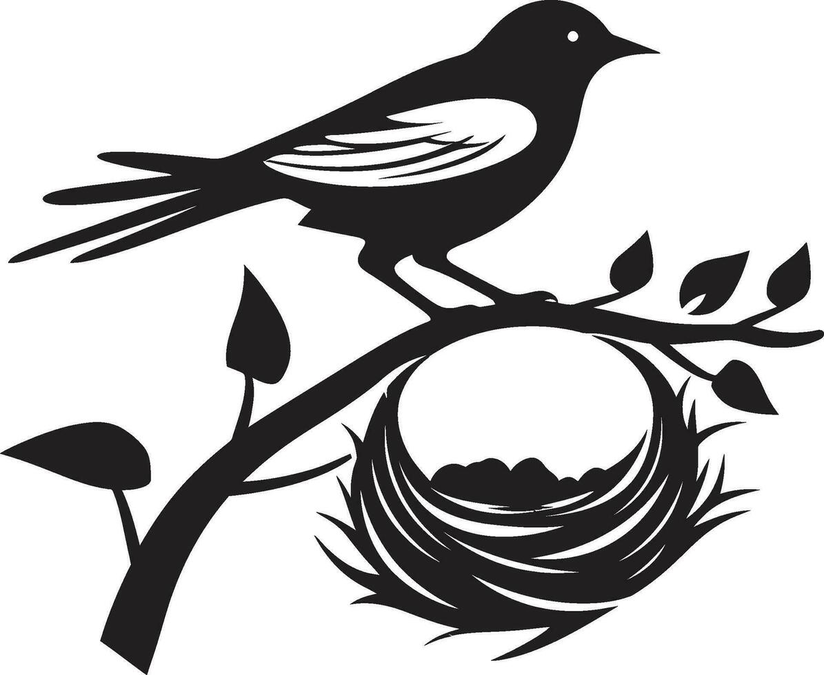 Nest Genius schwarz Vogel Emblem gefertigt Barsch Vektor Nest Logo