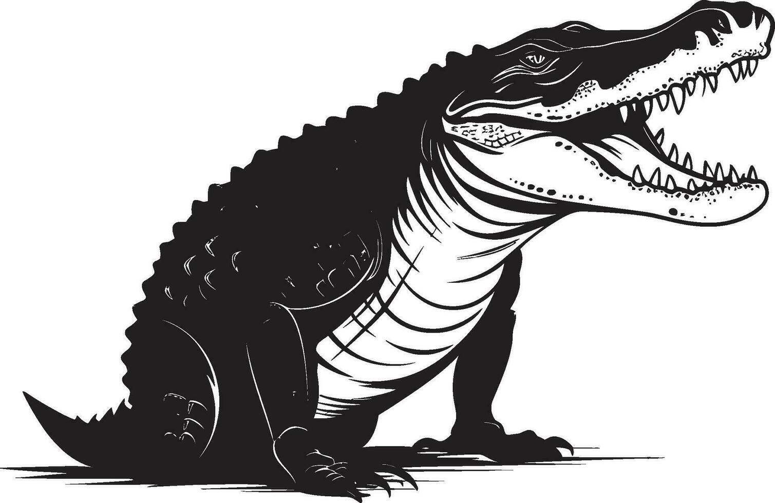 Wildnis Wächter Alligator Vektor im schwarz Mystiker Sumpf Lineal schwarz Alligator Logo