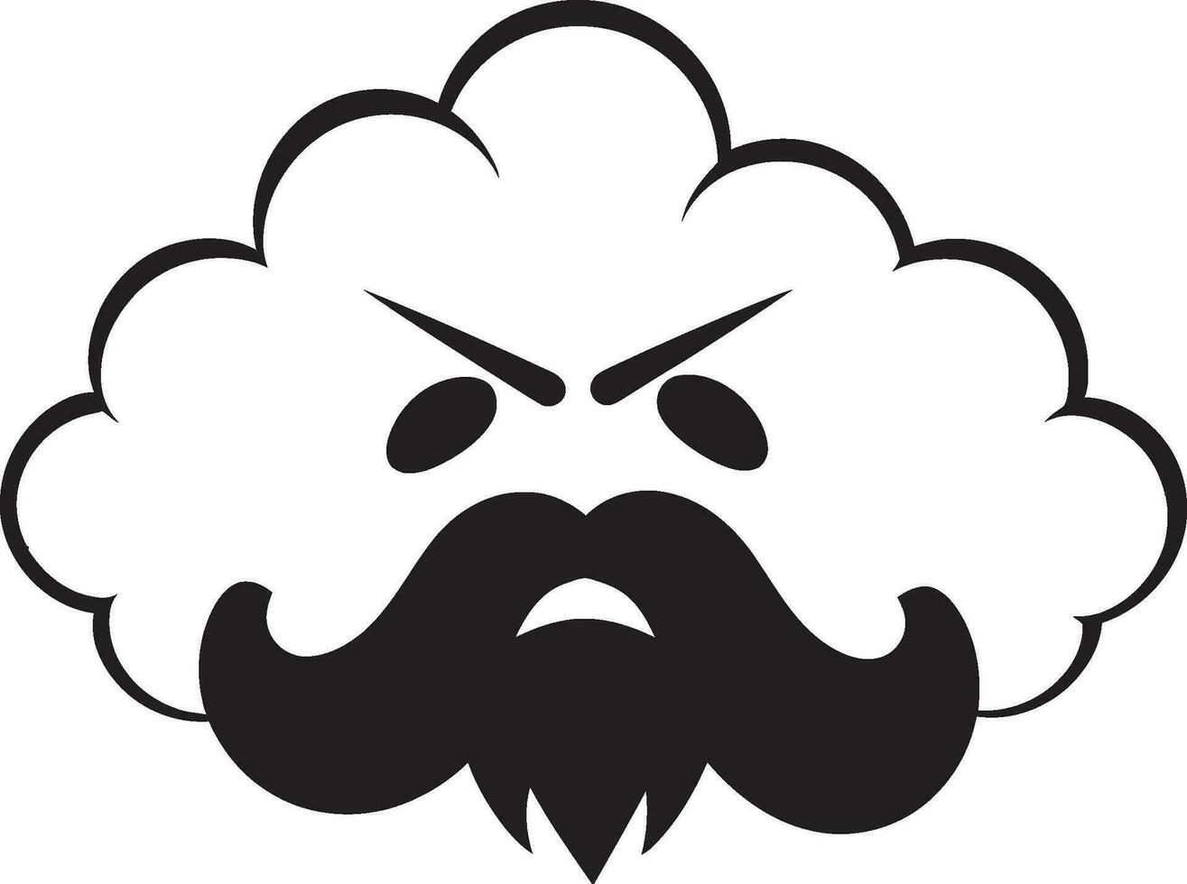stormig raseri tecknad serie moln svart logotyp vred skråla vektor arg moln ikon