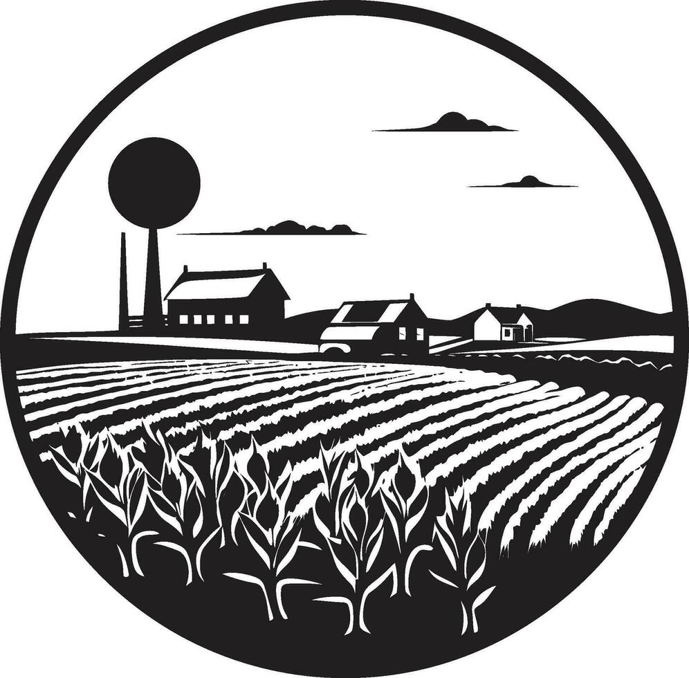 Heimstätte Oase landwirtschaftlich Bauernhaus Vektor Symbol Landschaft Charme schwarz Vektor Logo zum Bauernhöfe
