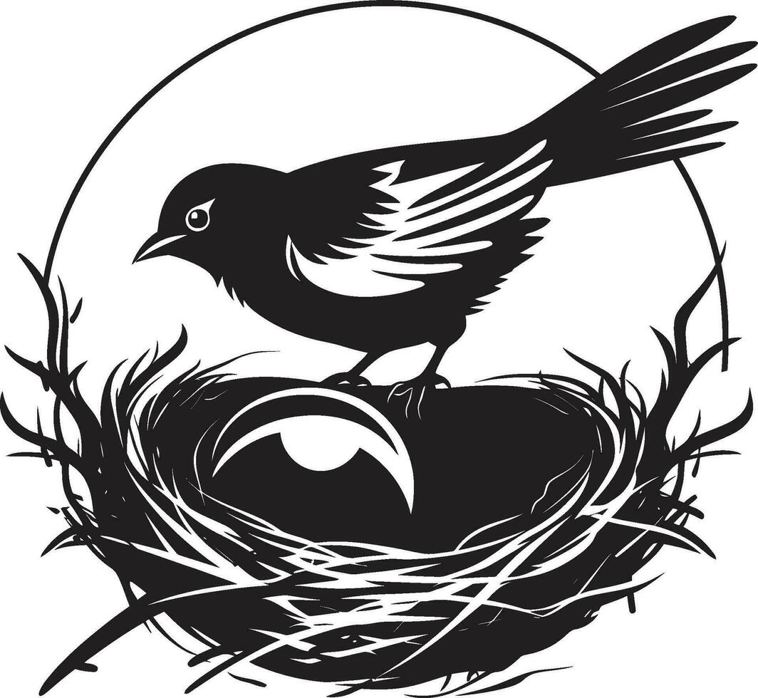 voljär maven svart fågel bo ikon bo vävare vektor ikon design