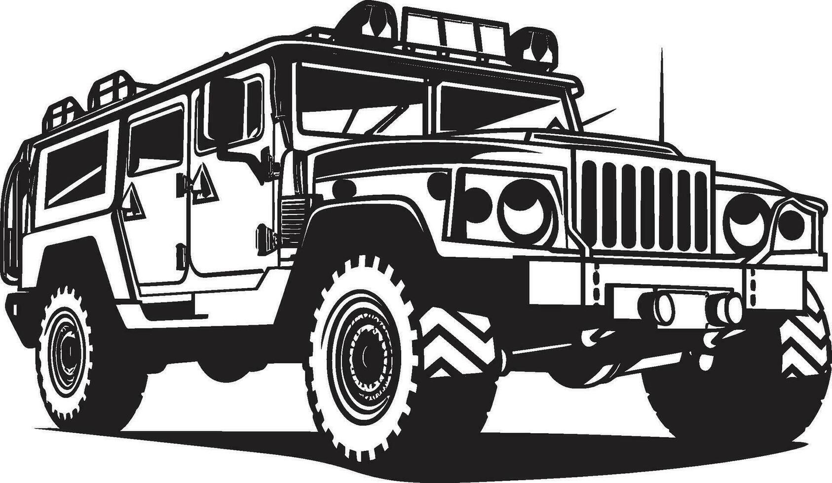 taktisk rover vektor svart logotyp emblem av väg kommando armén fordon ikon