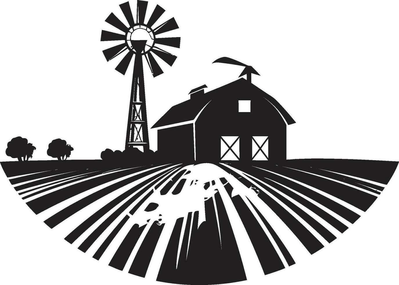 Agrar Morgen landwirtschaftlich Bauernhaus Symbol Ernte Heimstätte schwarz Vektor Logo zum Landwirtschaft