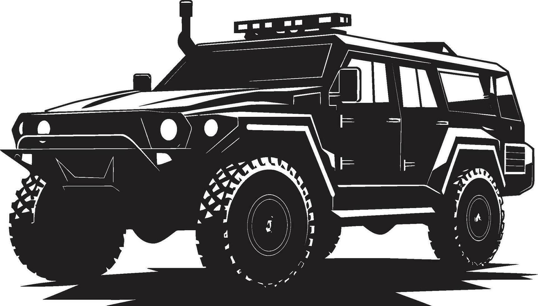 slåss redo transport vektor logotyp design terräng dominator svart armén fordon ikon