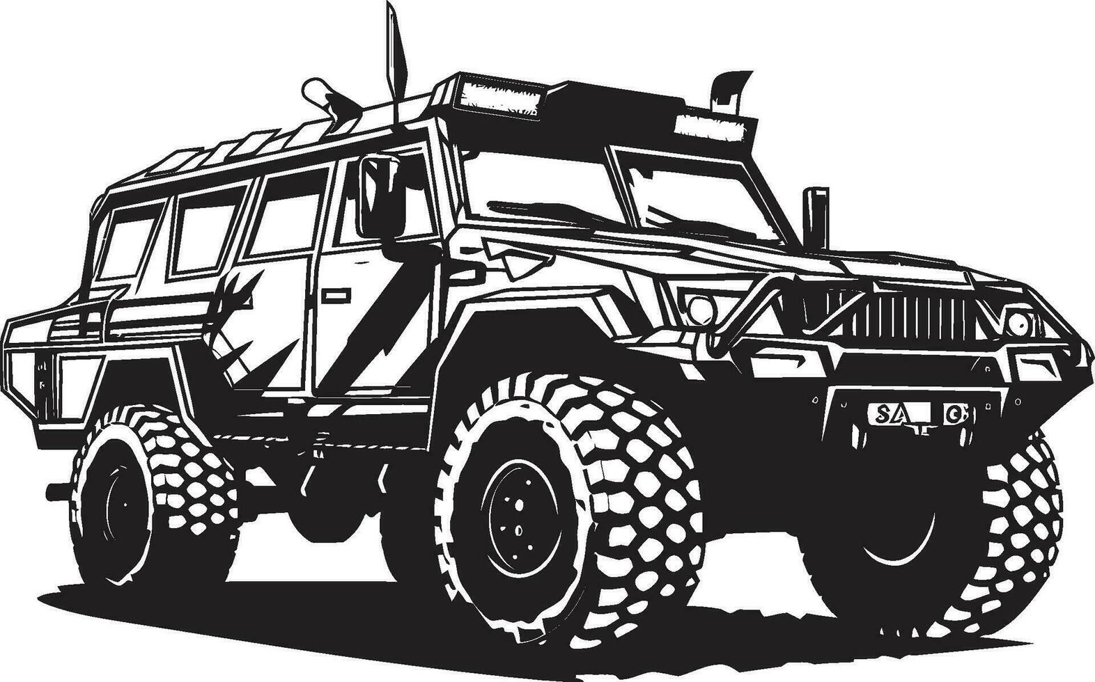 krigare s rida svart armén 4x4 logotyp bekämpa kryssare vektor militär symbol