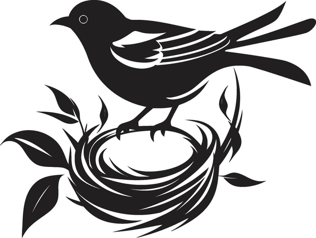 Flug Nest schwarz Vogel Logo Symbol geflügelt Handwerker Vektor Nest Emblem
