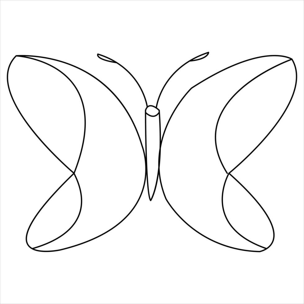 einfach Schmetterling kontinuierlich Single Linie Kunst Zeichnung und Schmetterling Linie Kunst Vektor Illustration