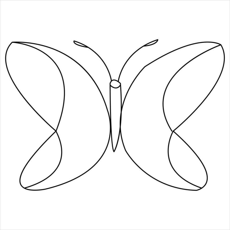 enkel fjäril kontinuerlig enda linje konst teckning och fjäril linje konst vektor illustration