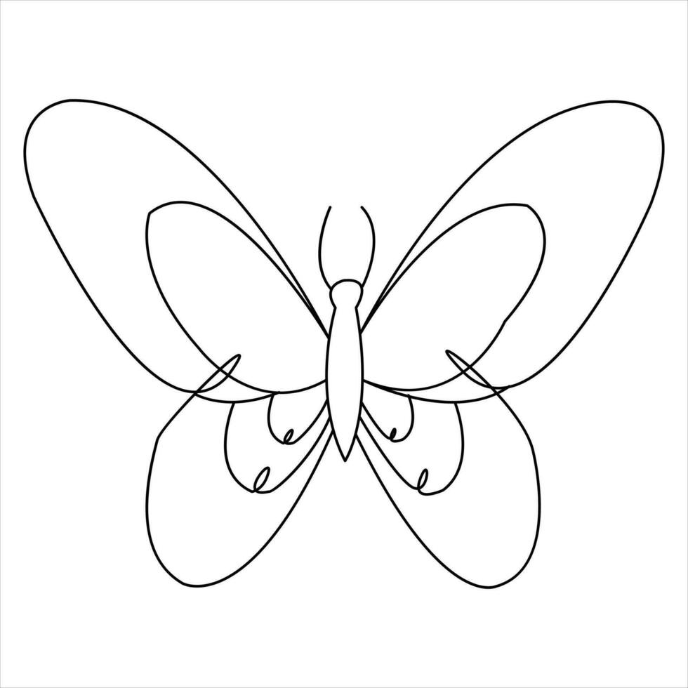 einfach Schmetterling kontinuierlich Single Linie Kunst Zeichnung und Schmetterling Linie Kunst Vektor Illustration