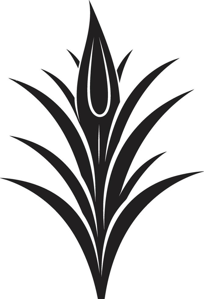 Heilung berühren Vektor Aloe Pflanze im schwarz belaubt Harmonie schwarz Aloe Vektor Emblem