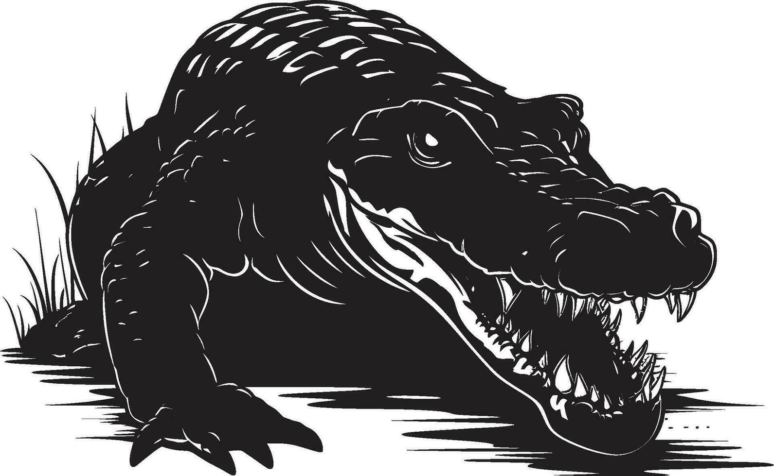 heftig Alligator Majestät schwarz Vektor Logo Wildnis Wächter Alligator Symbol Design