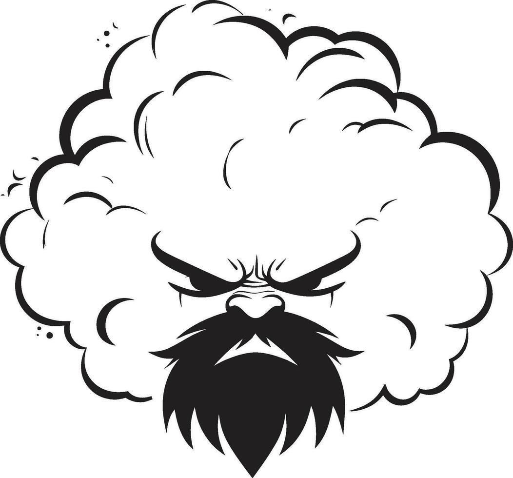 stürmisch Wirbel wütend schwarz Karikatur Wolke verärgert Nimbus wütend Wolke Symbol Design vektor