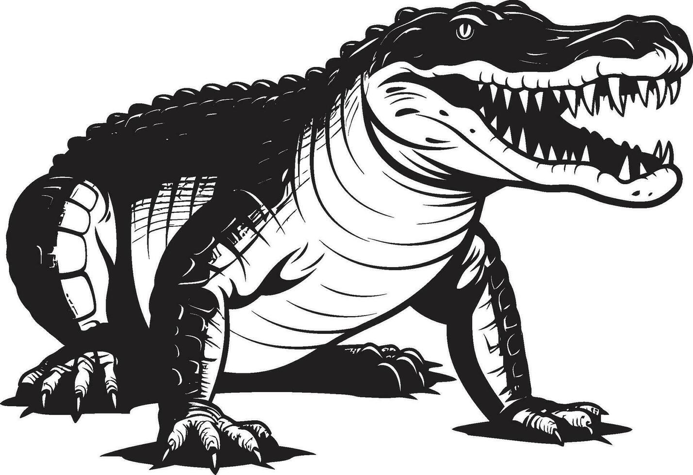 Urzeit Jäger schwarz Alligator Emblem Urwald s souverän Vektor Alligator Symbol