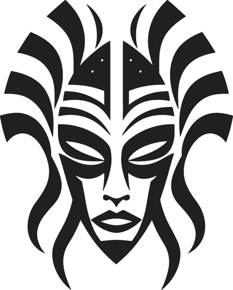 Erbe enthüllt Vektor Logo von Stammes- Maske Ritual Antlitz afrikanisch Stammes- Maske Vektor Logo