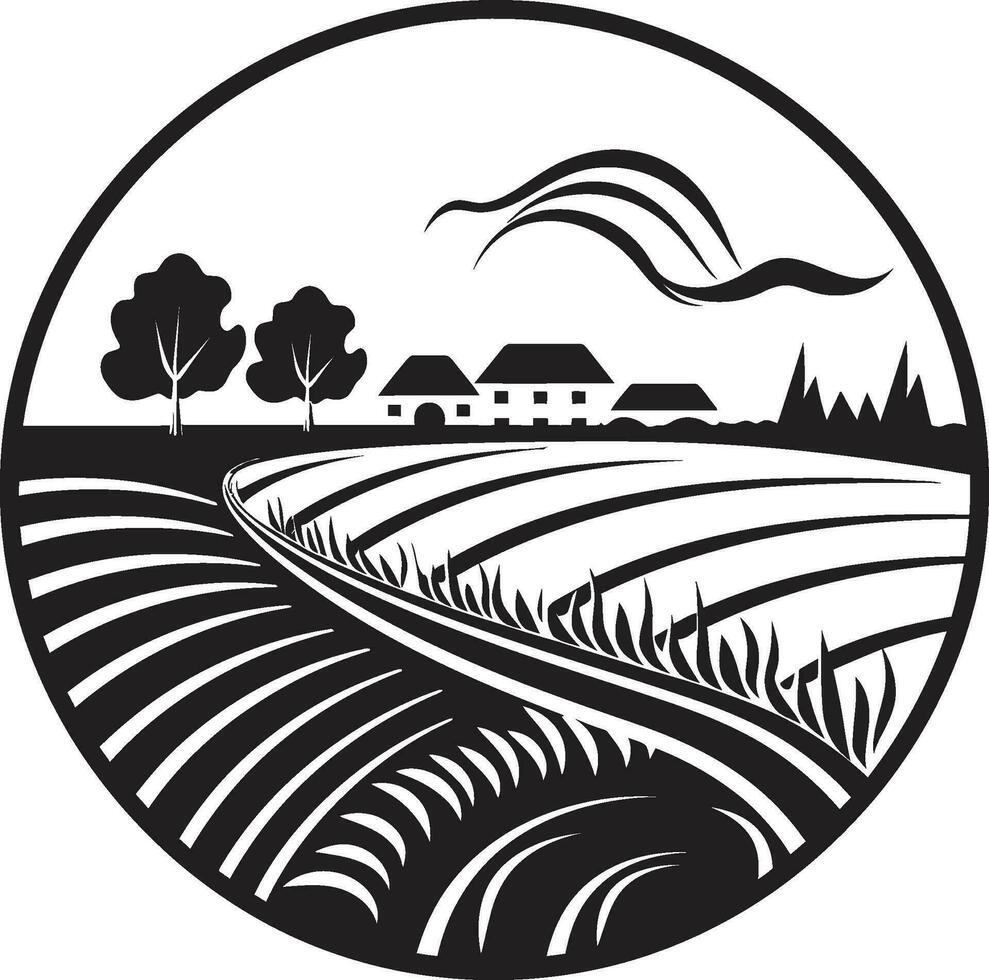 Heimstätte Heiligtum schwarz Symbol zum Bauernhöfe Landschaft Wesen landwirtschaftlich Logo Design vektor