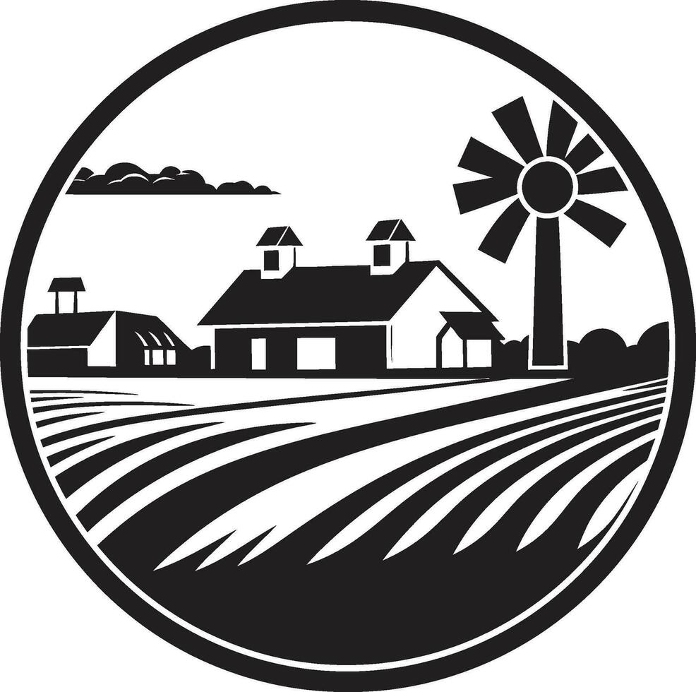 landsbygden väsen jordbruks logotyp design rustik reträtt svart vektor emblem