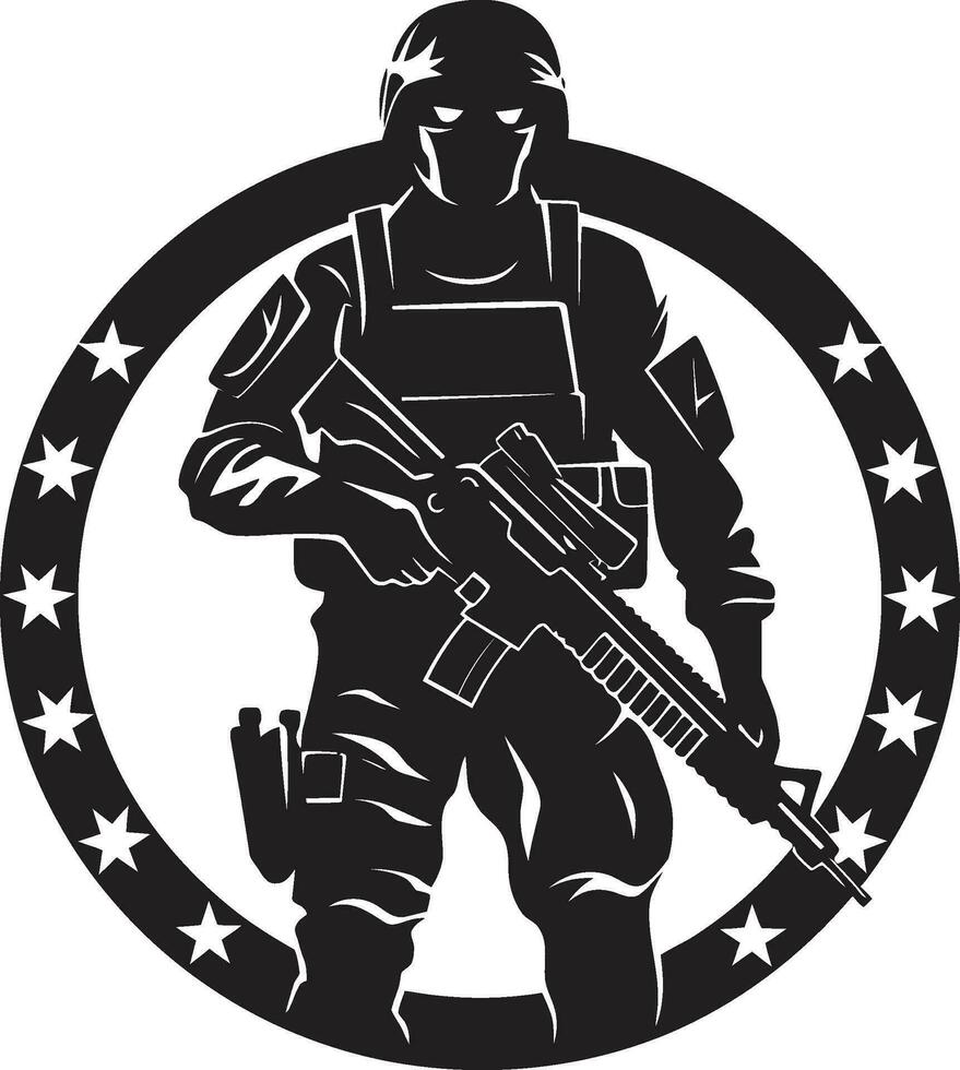 Kampf Wächter Vektor Soldat Logo taktisch Wächter bewaffnet Kräfte Emblem