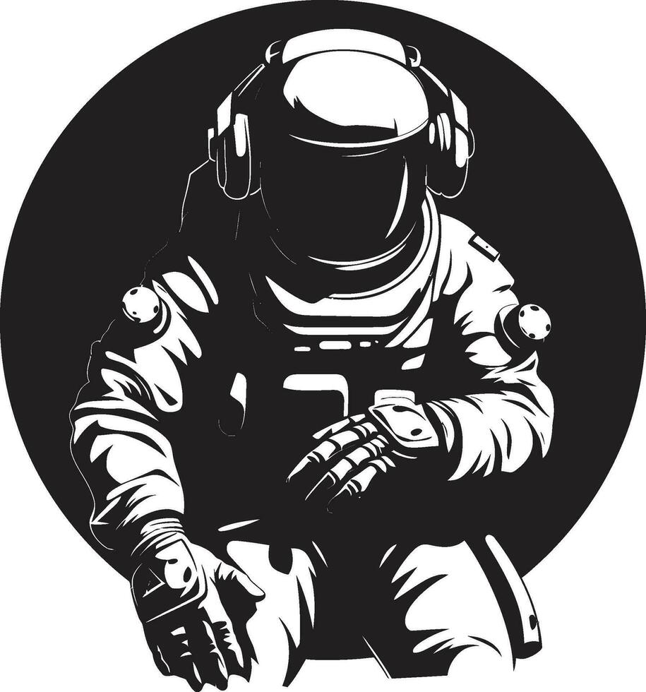 galaktisk gräns astronaut emblem design kosmisk förtrupp astronaut symbolisk ikon vektor