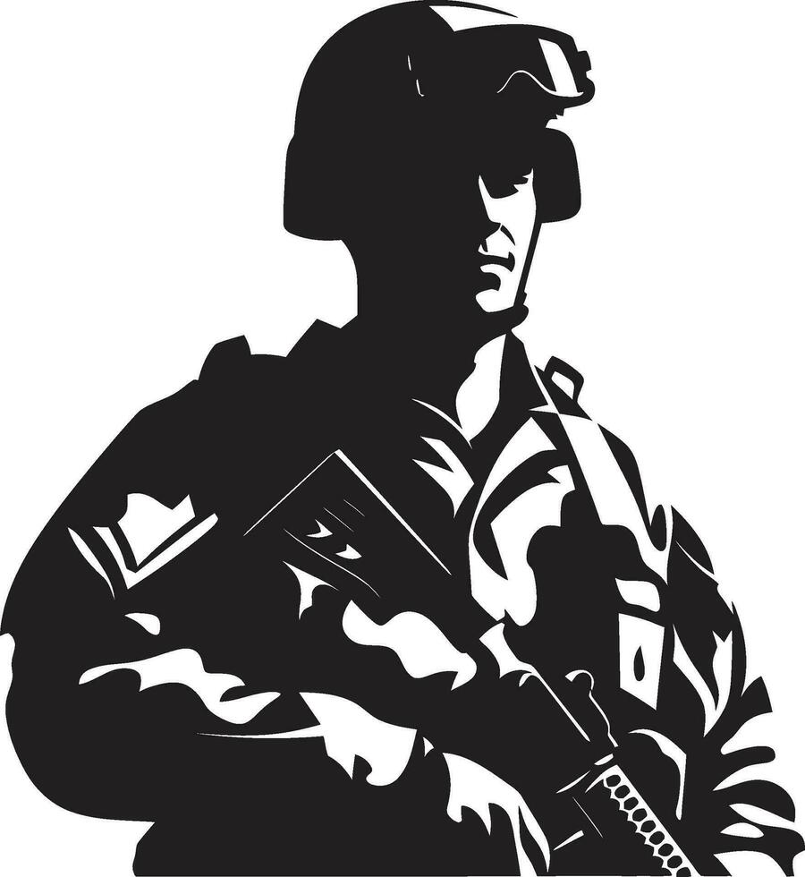 Krieger Wächter Vektor bewaffnet bewachen Wächter s Präzision schwarz Heer Logo