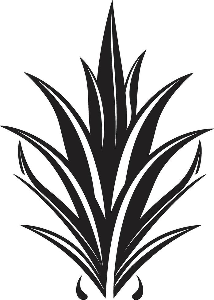 grön förnyelse svart aloe växt logotyp aloe strålglans vektor växt emblem i svart