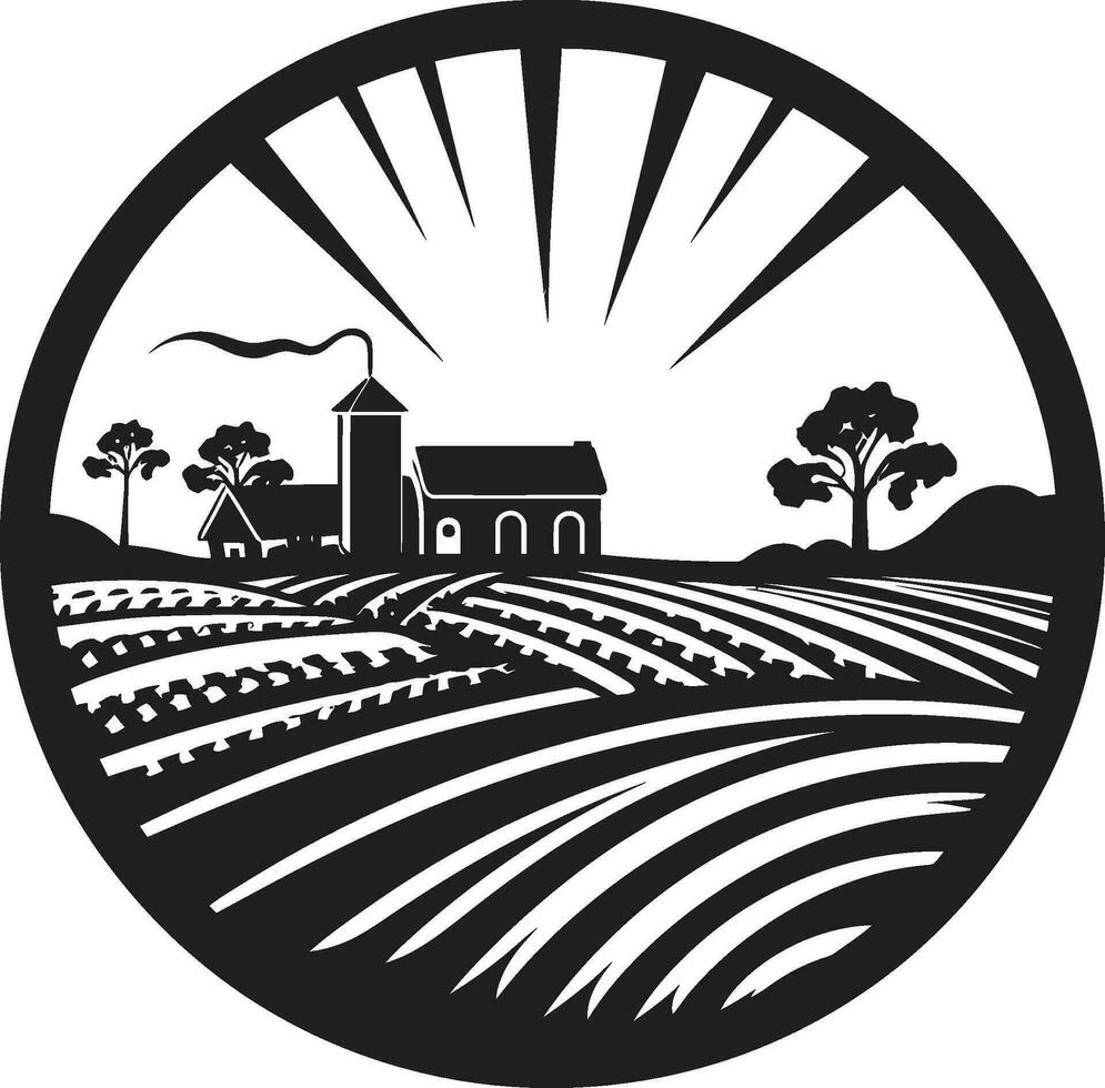 Heimstätte Heiligtum landwirtschaftlich Bauernhaus Emblem Felder von Ruhe schwarz Vektor Logo zum Bauernhöfe